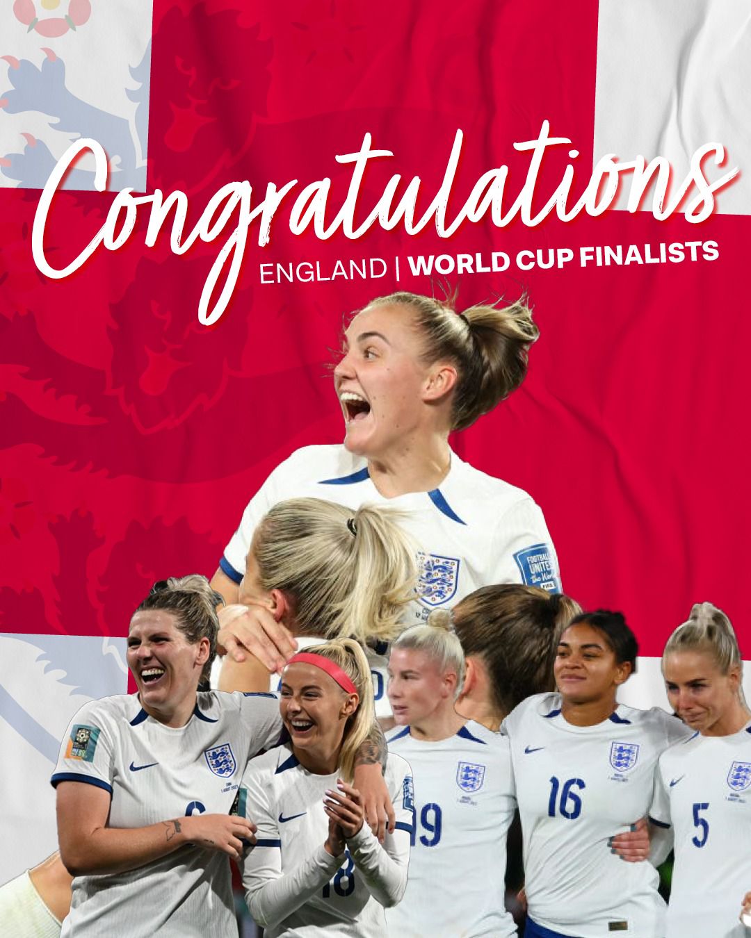 World Cup finalists – The Lionesses !   Congratulations !!!