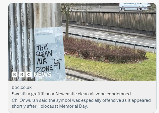 A week after Holocaust Memorial Day, the appearance of Nazi symbolism in Newcastle is deeply repugnant