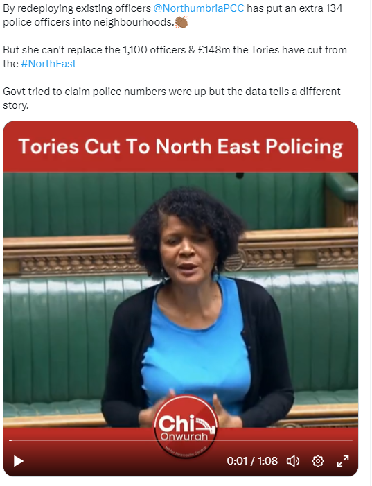 Tories have cut Policing in the North East