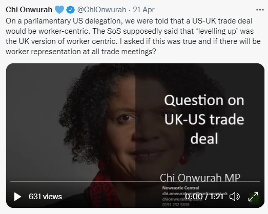 US – UK Trade Deal ensure a worker voice at every trade meeting and discussion